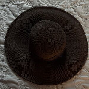 Shiraleah Wide Brim Black Woven Hat